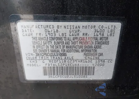 2018 Nissan Kicks Sv from USA, damaged, VIN 3N1CP5CU2JL510085
